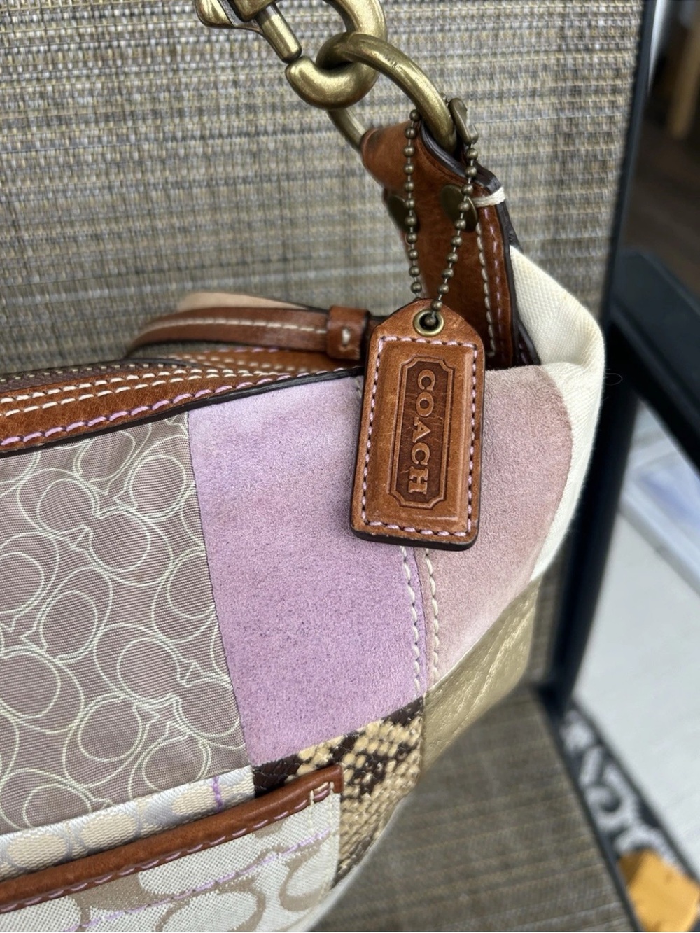 Rare Vintage Coach Y2K Patchwork Leather Trim Hobo Ba… - Gem